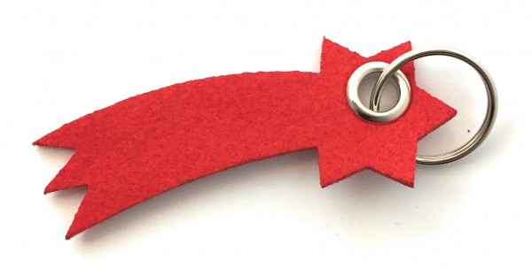 Sternschnuppe - Filz-Schlüsselanhänger - Farbe: rot - optional mit Gravur / Aufdruck