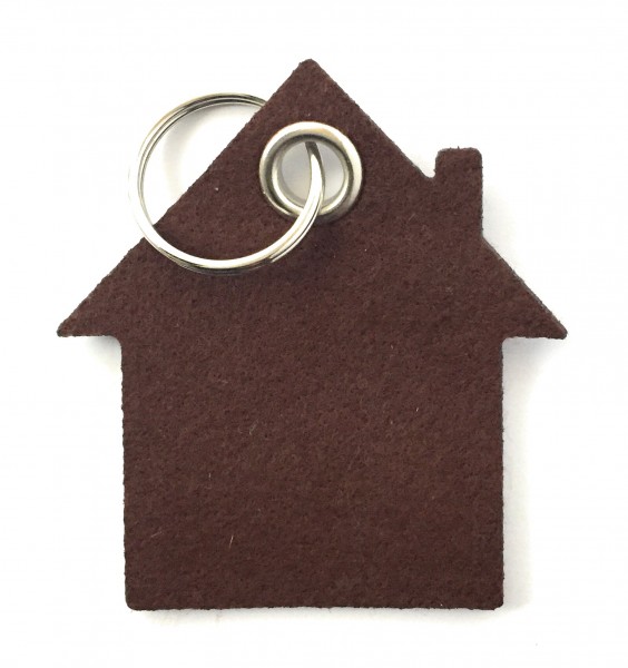 Haus - Filz-Schlüsselanhänger - Farbe: braun - optional mit Gravur / Aufdruck