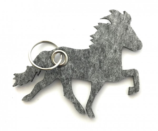 Island -Pferd / Reiten - Filz-Schlüsselanhänger - Farbe: grau meliert - optional mit Gravur / Aufdru