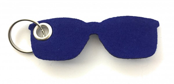 Brille - Filz-Schlüsselanhänger - Farbe: royalblau - optional mit Gravur / Aufdruck