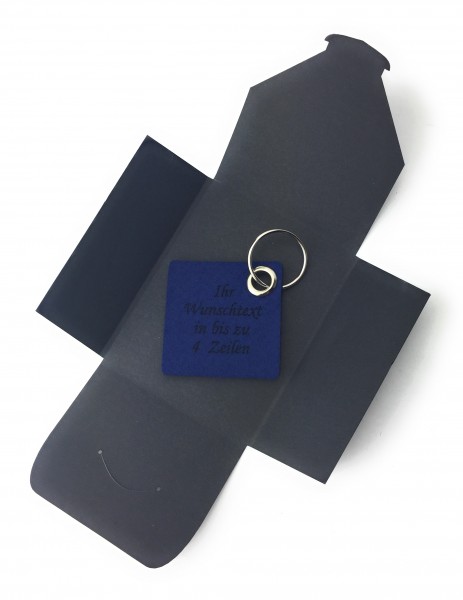 Schlüsselanhänger aus Filz optional mit Namensgravur - Viereck / Simple - marineblau als Schlüsselan