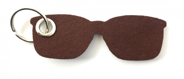Brille - Filz-Schlüsselanhänger - Farbe: braun - optional mit Gravur / Aufdruck