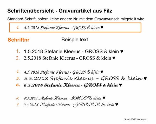 Schlüsselanhänger aus Filz optional mit Namensgravur - Fuss / Sohle - safrangelb als Schlüsselanhän