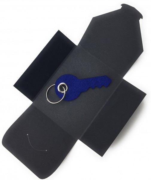Schlüsselanhänger aus Filz optional mit Namensgravur - Haus-Tür-Schlüssel / Key - königsblau als Sch