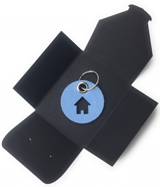 Schlüsselanhänger aus Filz - Kreis / Scheibe / mit Haus - eisblau als Schlüsselanhänger / Kofferanhä