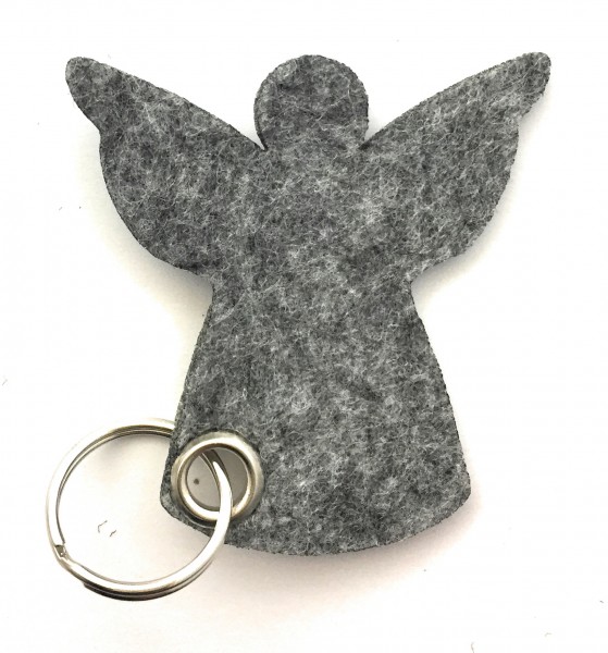 Engel / Weihnachten - Filz-Schlüsselanhänger - Farbe: grau meliert - optional mit Gravur / Aufdruck