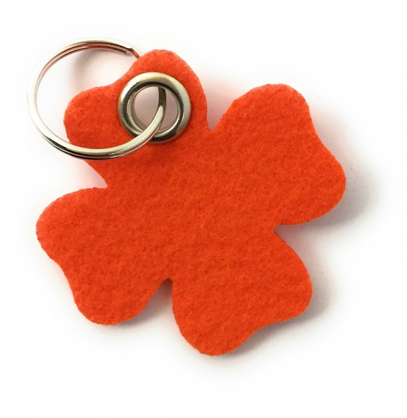 Glücksklee-Blatt - Filz-Schlüsselanhänger - Farbe: orange - optional mit Gravur / Aufdruck