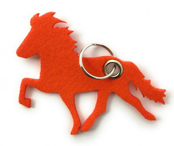 Island -Pferd / Reiten - Filz-Schlüsselanhänger - Farbe: orange - optional mit Gravur / Aufdruck