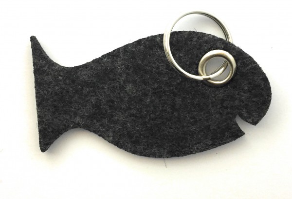 Fisch / Tier - Filz-Schlüsselanhänger - Farbe: schwarz meliert - optional mit Gravur / Aufdruck