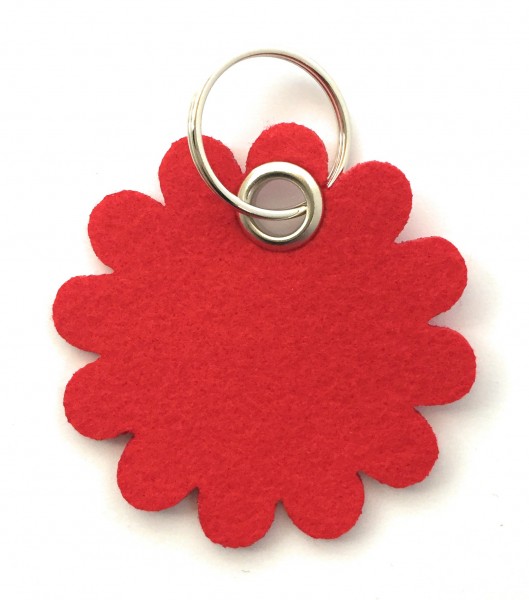 Blume - Rund - Filz-Schlüsselanhänger - Farbe: rot - optional mit Gravur / Aufdruck