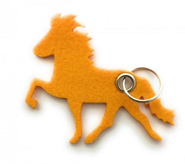 Island -Pferd / Reiten - Filz-Schlüsselanhänger - Farbe: gelb - optional mit Gravur / Aufdruck