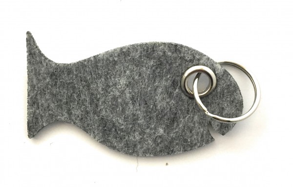 Fisch / Tier - Filz-Schlüsselanhänger - Farbe: grau meliert - optional mit Gravur / Aufdruck