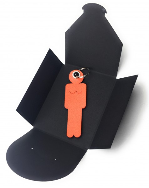 Schlüsselanhänger aus Filz optional mit Namensgravur - Frau / Hers - orange als Schlüsselanhänger /