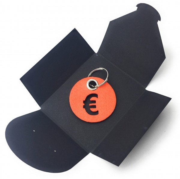 Schlüsselanhänger aus Filz - Kreis / Scheibe / mit €-Zeichen - orange als Schlüsselanhänger / Koffe