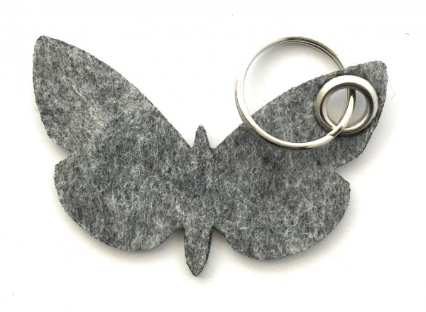 Schmetterling - Filz-Schlüsselanhänger - Farbe: grau meliert - optional mit Gravur / Aufdruck