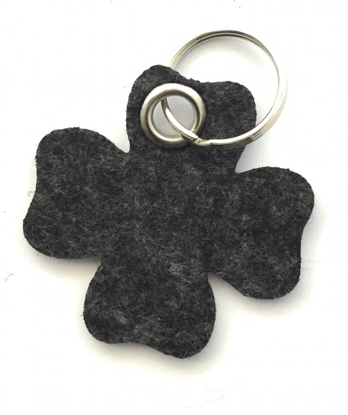 Glücksklee-Blatt - Filz-Schlüsselanhänger - Farbe: schwarz meliert - optional mit Gravur / Aufdruck