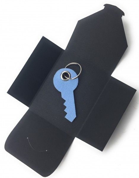 Schlüsselanhänger aus Filz optional mit Namensgravur - Haus-Tür-Schlüssel / Key - eisblau als Schlüs