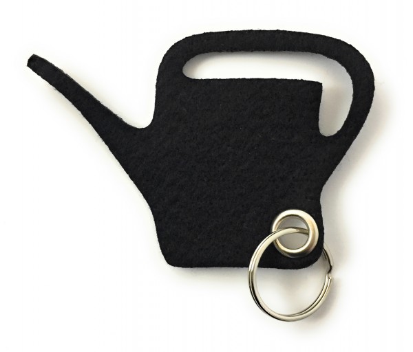 Giess-Kanne - Filz-Schlüsselanhänger - Farbe: schwarz - optional mit Gravur / Aufdruck