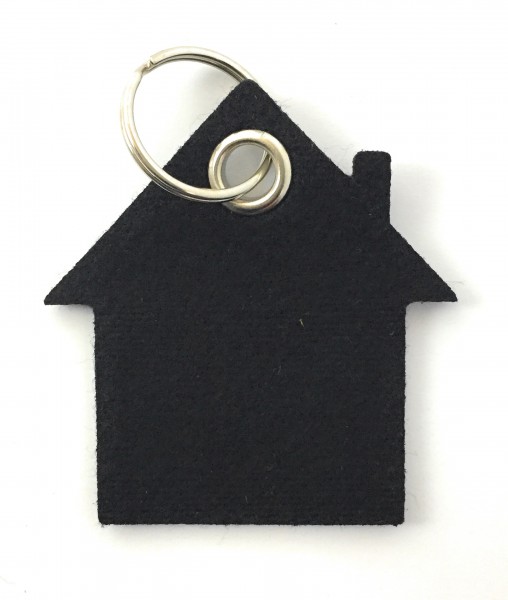 Haus - Filz-Schlüsselanhänger - Farbe: schwarz - optional mit Gravur / Aufdruck