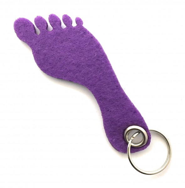 Fuß / Sohle - Filz-Schlüsselanhänger - Farbe: lila / flieder - optional mit Gravur / Aufdruck