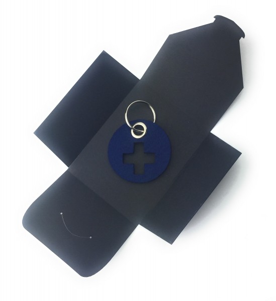 Schlüsselanhänger aus Filz - Kreis / Scheibe / mit Kreuz - marineblau als Schlüsselanhänger / Koffer