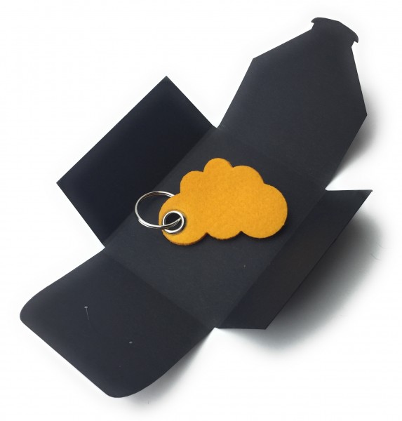 Schlüsselanhänger aus Filz optional mit Namensgravur - Wolke / Cloud - safrangelb als Schlüsselanhän