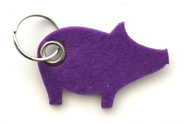Glücks-Schwein - Filz-Schlüsselanhänger - Farbe: lila / flieder - optional mit Gravur / Aufdruck