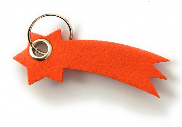 Sternschnuppe - Filz-Schlüsselanhänger - Farbe: orange - optional mit Gravur / Aufdruck