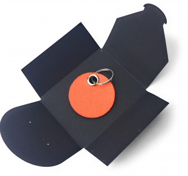 Schlüsselanhänger aus Filz optional mit Namensgravur - Kreis / Scheibe - orange als Schlüsselanhäng