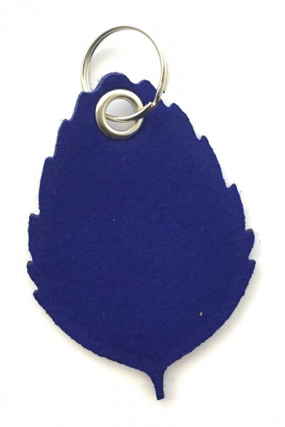 Blatt / Baum / Laub - Filz-Schlüsselanhänger - Farbe: royalblau - optional mit Gravur / Aufdruck