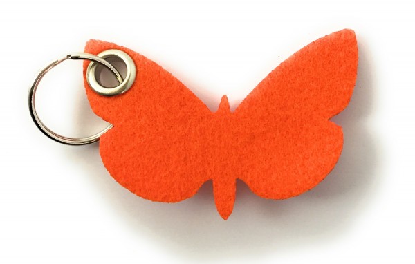 Schmetterling - Filz-Schlüsselanhänger - Farbe: orange - optional mit Gravur / Aufdruck