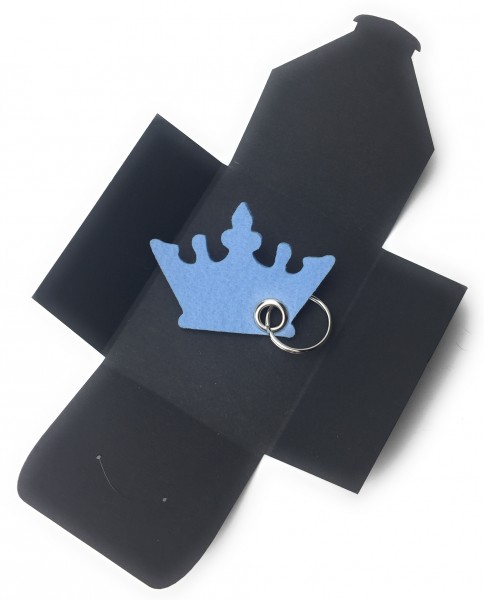 Schlüsselanhänger aus Filz optional mit Namensgravur - Krone / Prinzessin - eisblau als Schlüsselan