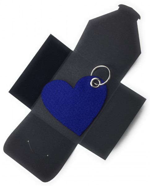 Schlüsselanhänger aus Filz optional mit Namensgravur - Herz / Liebe gross - königsblau als Schlüssel