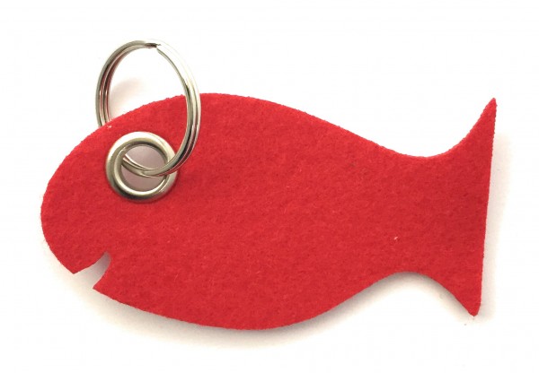 Fisch / Tier - Filz-Schlüsselanhänger - Farbe: rot - optional mit Gravur / Aufdruck