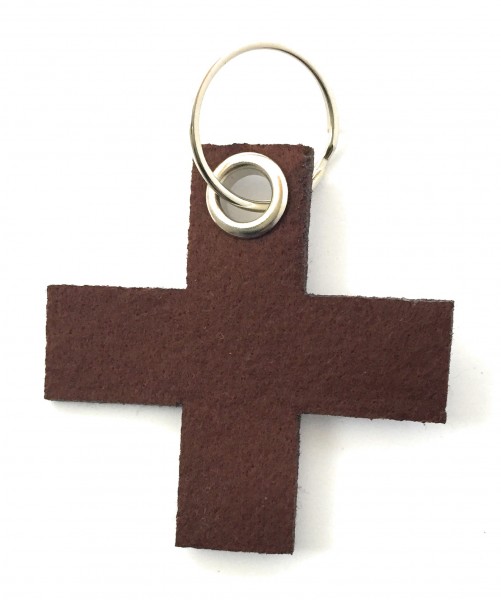 Kreuz, klein / X - Filz-Schlüsselanhänger - Farbe: braun - optional mit Gravur / Aufdruck