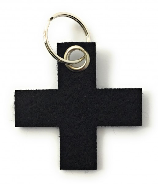 Kreuz, klein / X - Filz-Schlüsselanhänger - Farbe: schwarz - optional mit Gravur / Aufdruck