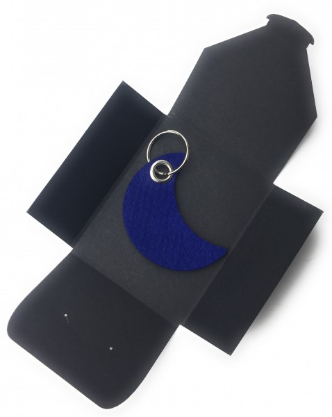 Schlüsselanhänger aus Filz optional mit Namensgravur - Mond / Nacht - königsblau als Schlüsselanhän
