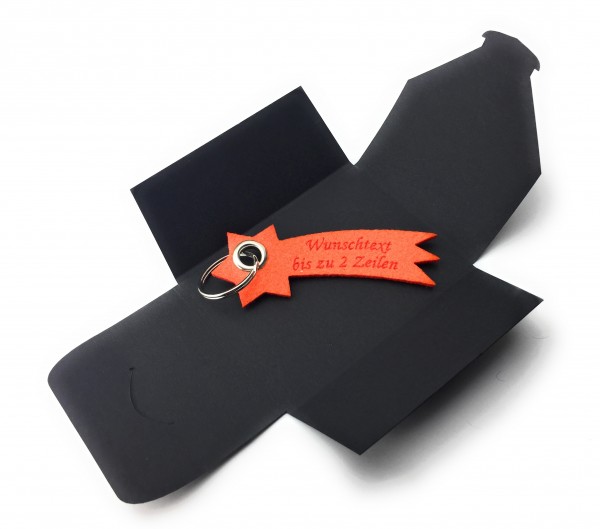Schlüsselanhänger aus Filz optional mit Namensgravur - Sternschnuppe - orange als Schlüsselanhänger