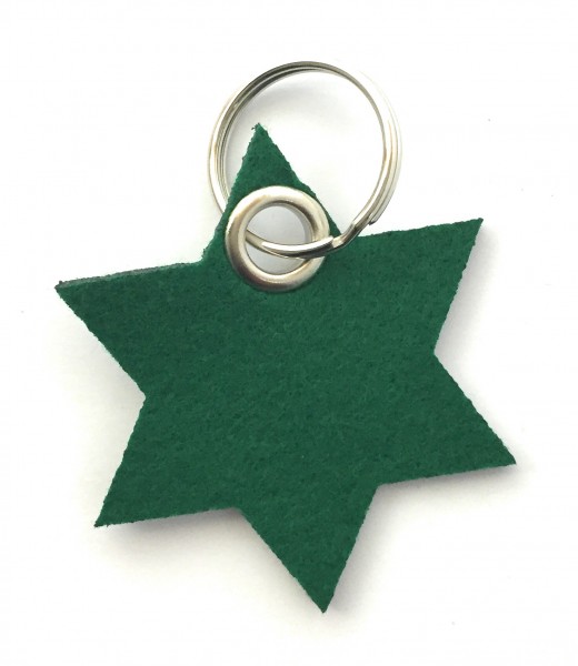 Stern / 6eckig - Filz-Schlüsselanhänger - Farbe: waldgrün - optional mit Gravur / Aufdruck