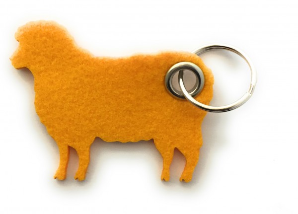 Schaf / Lamm / Tier - Filz-Schlüsselanhänger - Farbe: gelb - optional mit Gravur / Aufdruck