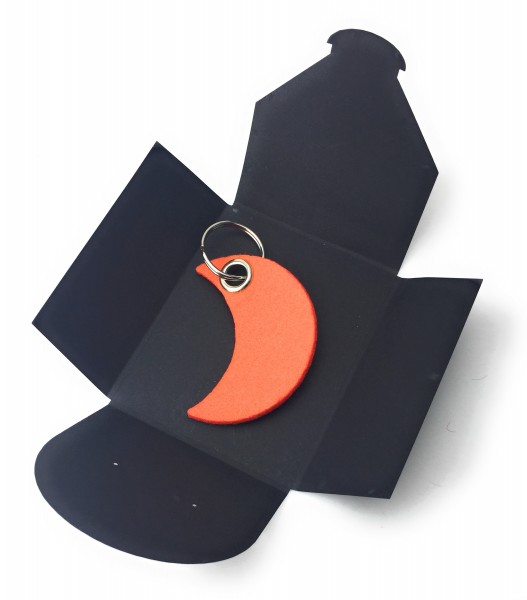 Schlüsselanhänger aus Filz optional mit Namensgravur - Mond / Nacht - orange als Schlüsselanhänger