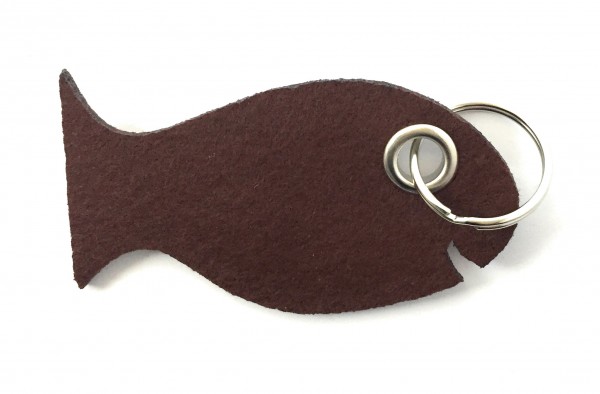 Fisch / Tier - Filz-Schlüsselanhänger - Farbe: braun - optional mit Gravur / Aufdruck