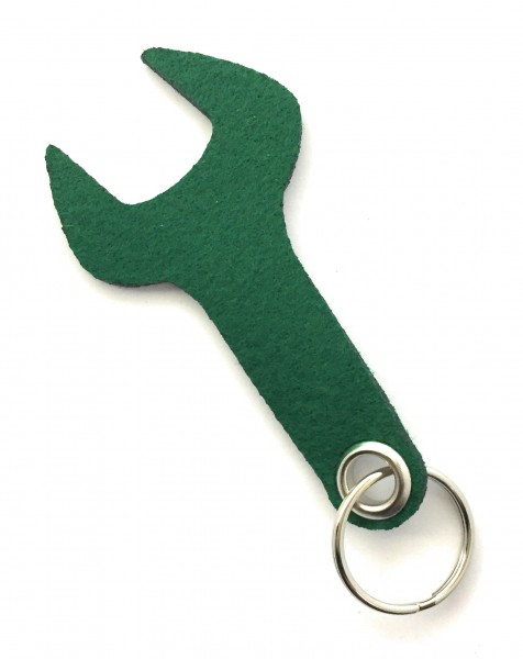 Schraubenschlüssel / Werkzeug - Filz-Schlüsselanhänger - Farbe: waldgrün - optional mit Gravur / Auf