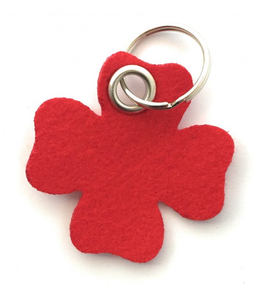 Glücksklee-Blatt - Filz-Schlüsselanhänger - Farbe: rot - optional mit Gravur / Aufdruck