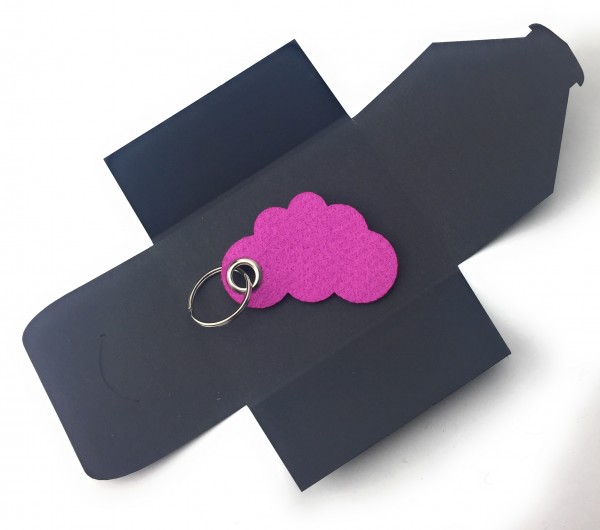 Schlüsselanhänger aus Filz optional mit Namensgravur - Wolke / Cloud - pink / magenta als Schlüssela