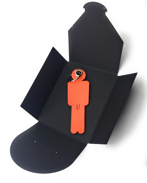 Schlüsselanhänger aus Filz optional mit Namensgravur - Mann His - orange als Schlüsselanhänger / Ko