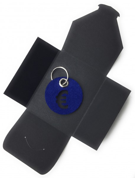Schlüsselanhänger aus Filz - Kreis / Scheibe / mit €-Zeichen - königsblau als Schlüsselanhänger / K