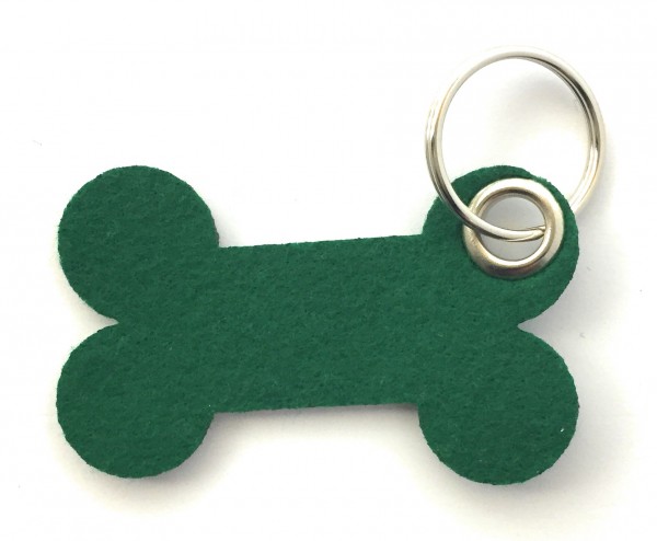 Knochen / Hundeknochen - Filz-Schlüsselanhänger - Farbe: waldgrün - optional mit Gravur / Aufdruck