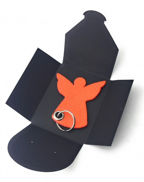 Schlüsselanhänger aus Filz optional mit Namensgravur - Engel / Weihnachten - orange als Schlüsselanh