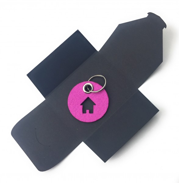Schlüsselanhänger aus Filz - Kreis / Scheibe / mit Haus - pink / magenta als Schlüsselanhänger / Kof